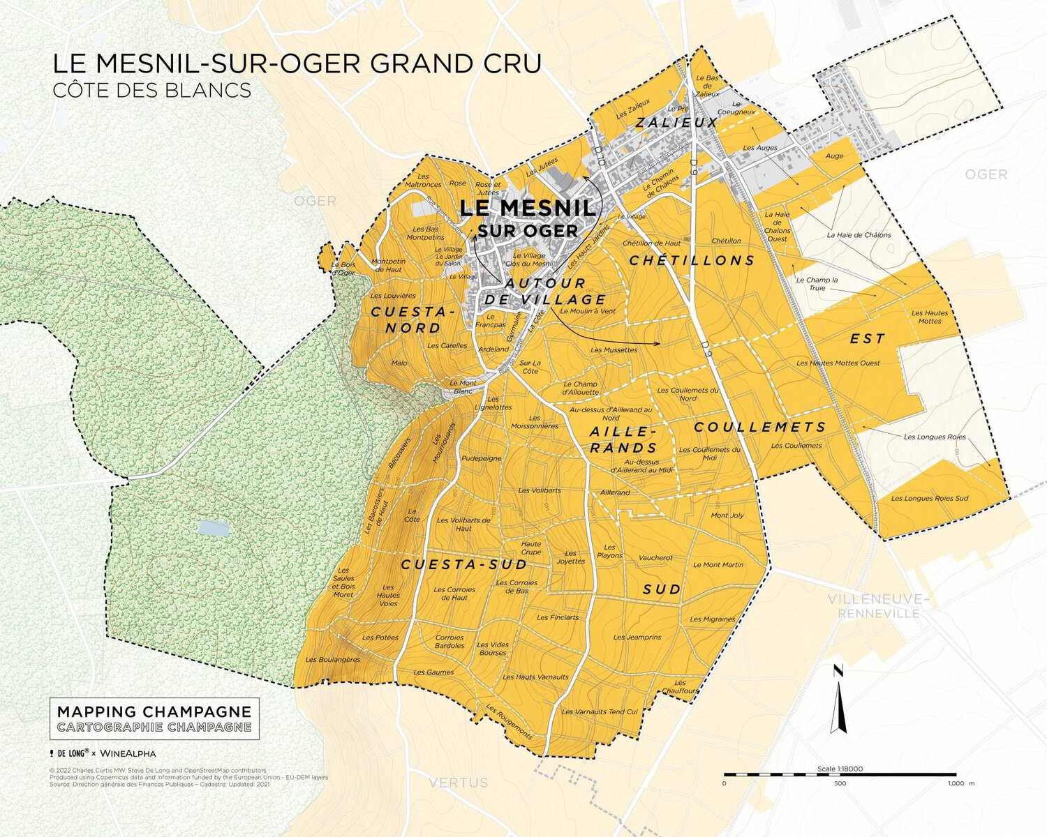 Champagne Map Le Mesnil Sur Oger Grand Cru