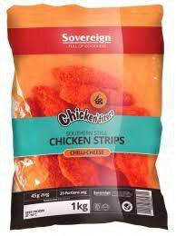 Sovereign Chicken Crumbed Strips Chilli Cheese Kg