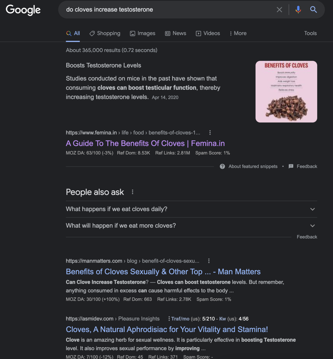 Does clove increase testosterone?