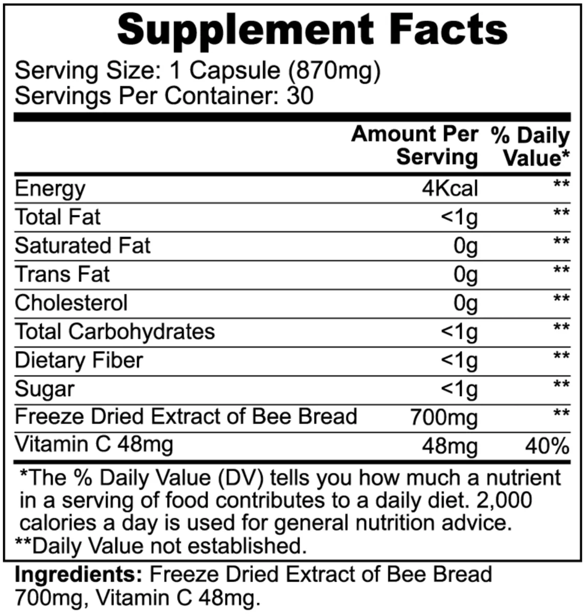 Bee Pearl Nutrition Facts