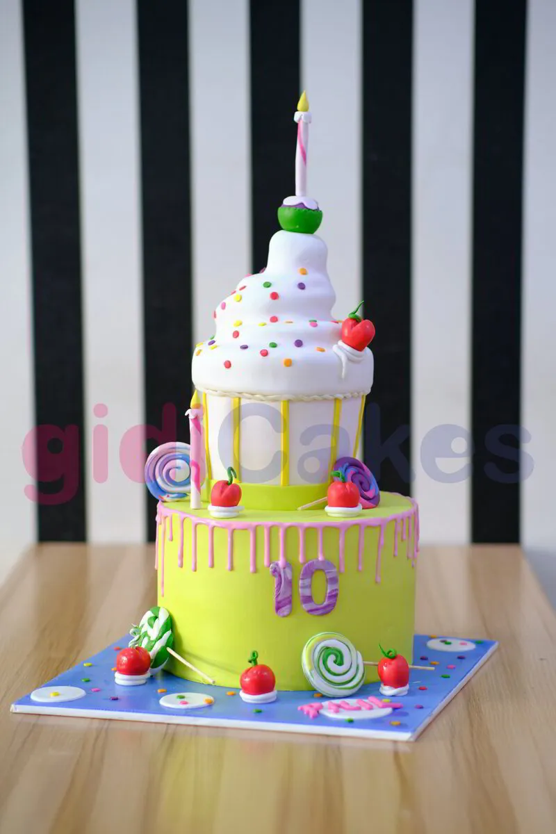 Two Tier Berry & Lollipop Cake - Fondant Icing