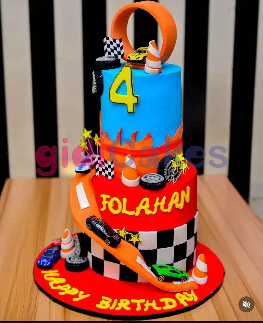 Two Tier Blaze Cake - Fondant Icing