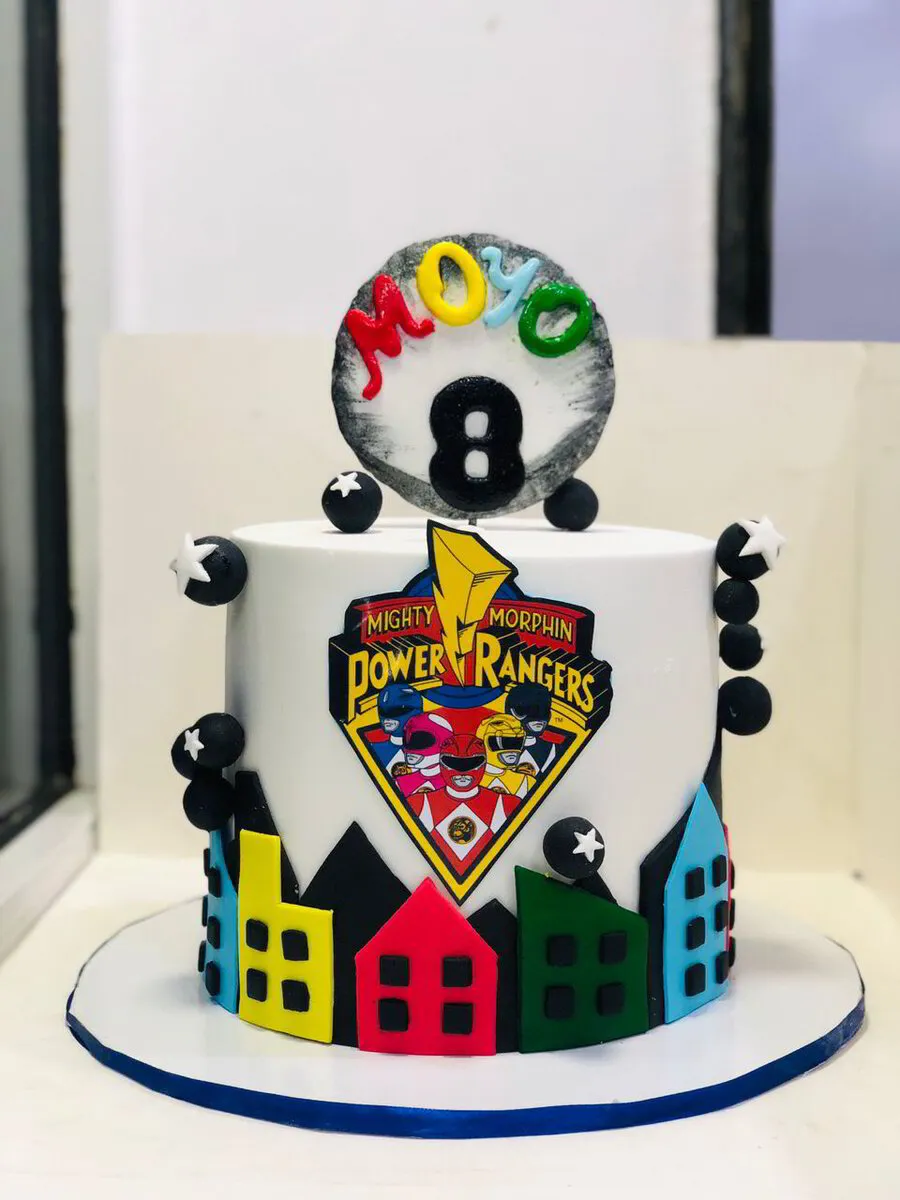 Single Tier Power Rangers Cake - Fondant Icing