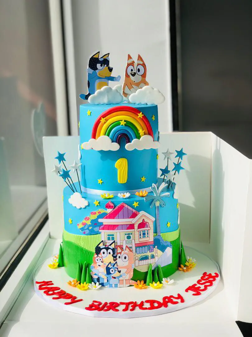 Two Tier Bluey Cake - Fondant Icing