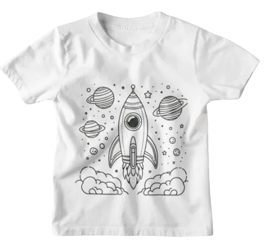 Set pentru colorat tricou - Racheta spatiala (model 2) 