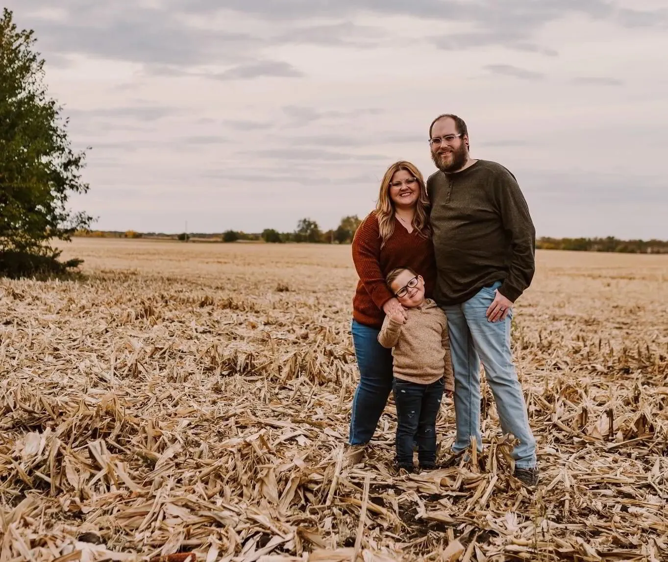 family in field