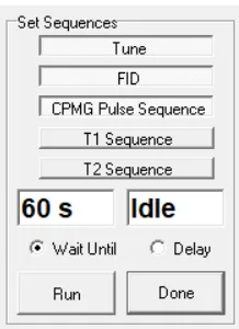Parameter panel to measure NMR sequences in rotation.