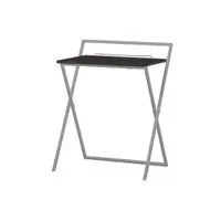 Folding Table/Desk Metal Frame/MDF Top Black/Silver 23.5x15.75x27H