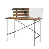 Meyer Modern Slat Back Adjustable Desk White & Rustic Oak MDF