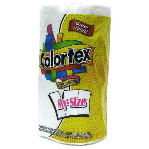 Colortex My Size 2-ply Paper Towels let you adjust the size of towel that you need so there is less waste! Quilted design is textured and absorbent. There are 140 sheets per individually wrapped roll of towel