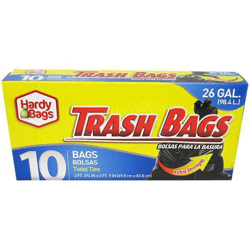 Wholesale 10ct 26gal Blk Trash Bags 27.75x33''