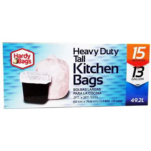 Wholesale 15 COUNT 13 GALLON HEAVY DUTY TALL KITCHEN BAGS .7 MIL 24x29.5''