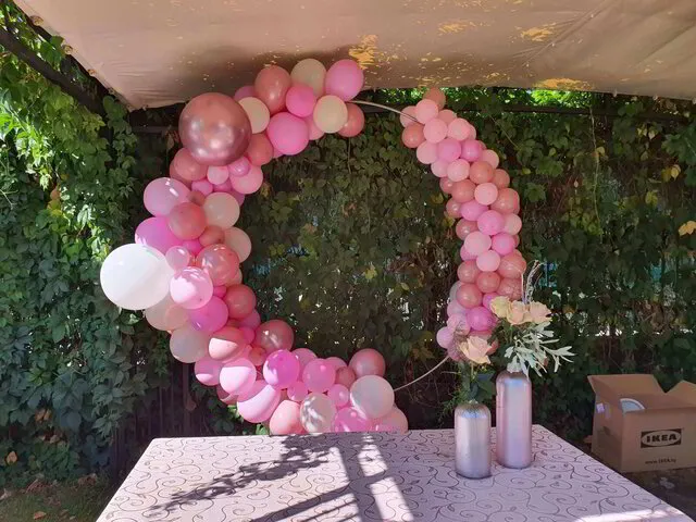 Кръг облече с розови балони