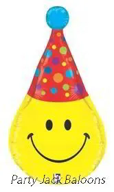 Балон усмивка с парти шапка с хелий - размер: 18' (45 см.) 