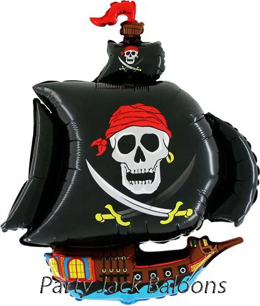 Балон пиратски кораб черен с хелий - размер: 31′ (79 см.) 
