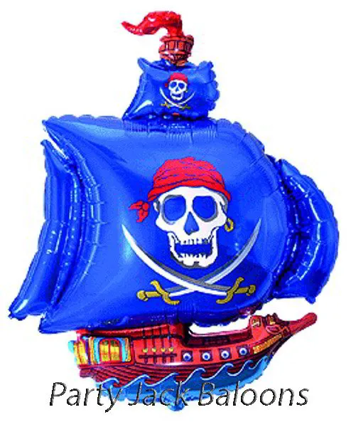Балон син пиратски кораб с хелий - размер: 31′ (79 см.) 