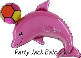 Балон розов делфин с топка с хелий - размер: 30' (76 см.) 