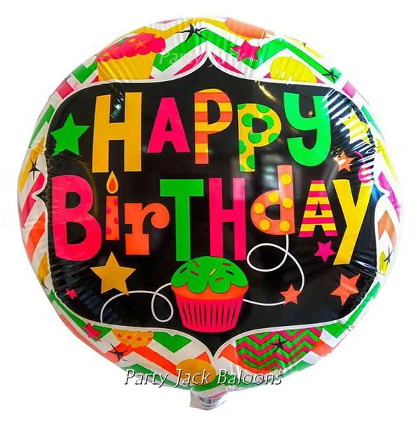 Кръгъл балон ” Happy Birthday “  с хелий 18′ (45 см.) №62129