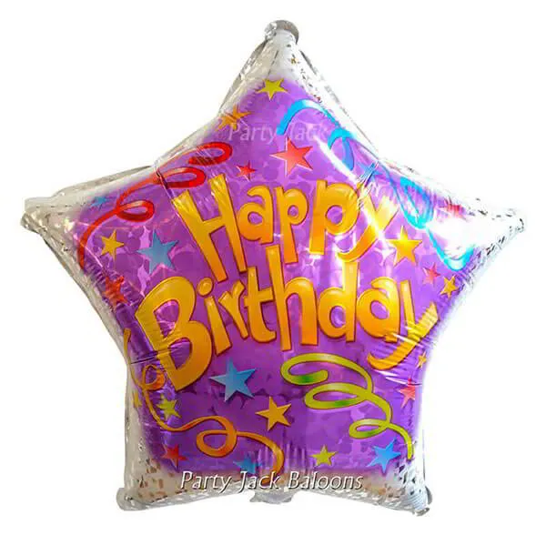 Балон голяма звезда  ‘ Happy birthday ” с хелий. Размер: 30′ (80 см.)