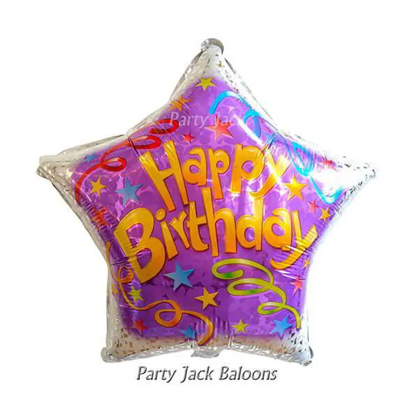 Балон звезда  ‘ Happy birthday ” с хелий.18′ (45 см.)