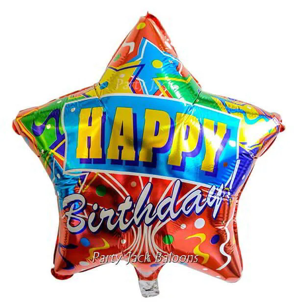 Балон звезда  ‘ Happy birthday ” 62130 с хелий 18′ (45 см.)