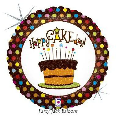 Кръгъл балон ” Happy Cake day “ с хелий размер: 18′ (45 см.)