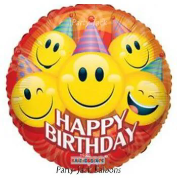Балон "Happy Birthday" усмивки с хелий размер: 18′ (45 см.) №62118