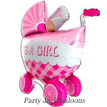розов балон бебешка количка 