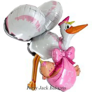 Розов балон щъркел за момиче 