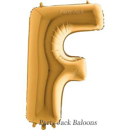 Буква "F" балон златна с хелий - размер 40' (101.6 см.)