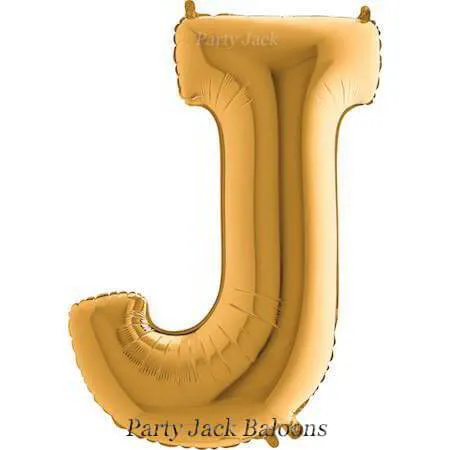 Буква "J" балон златна с хелий - размер 40' (101.6 см.)