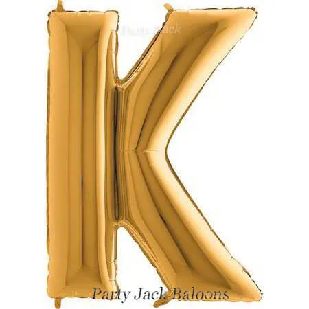 Буква "K" балон златна с хелий - размер 40' (101.6 см.)
