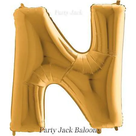 Буква "N" балон златна с хелий - размер 40' (101.6 см.)