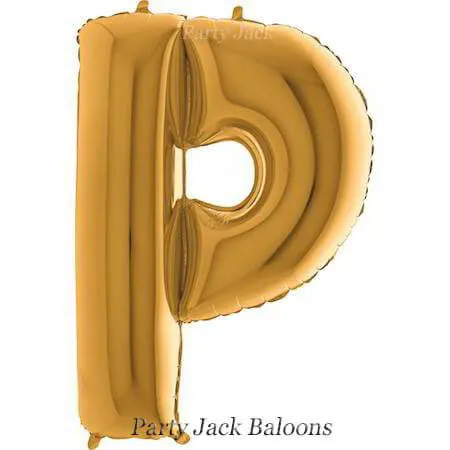 Буква "P" балон златна с хелий - размер 40' (101.6 см.)