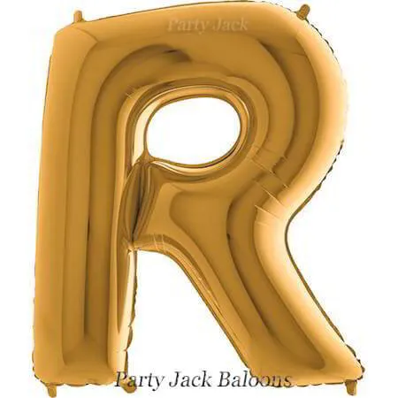 Буква "R" балон златна с хелий - размер 40' (101.6 см.)