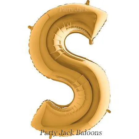 Буква "S" балон златна с хелий - размер 40' (101.6 см.)