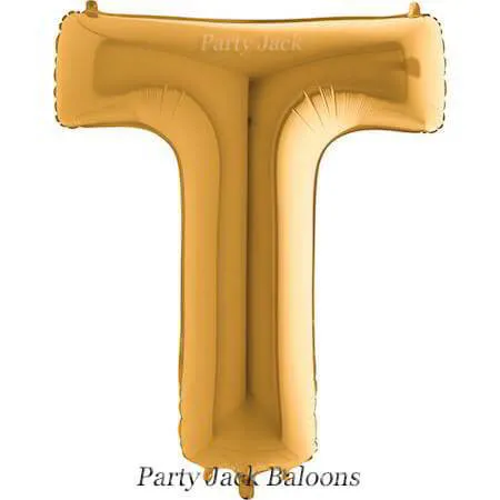 Буква "T" балон златна с хелий - размер 40' (101.6 см.)