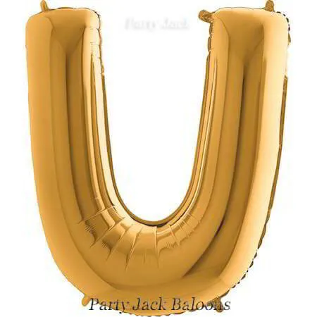 Буква "U" балон златна с хелий - размер 40' (101.6 см.)