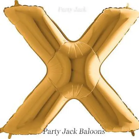 Буква "X" балон златна с хелий - размер 40' (101.6 см.)