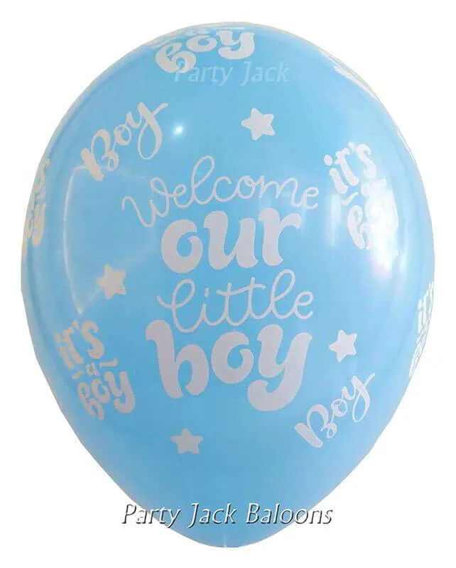 Балони с хелий с щампа "Welcome our little boy" - диаметър 33 см.