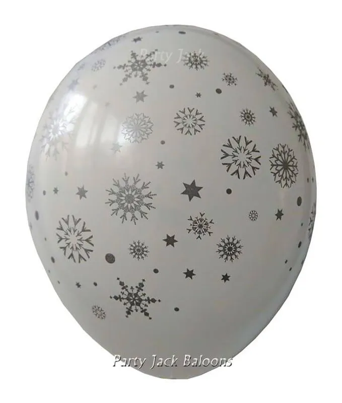 Балони с хелий щампа Снежинки - диаметър 30см. 