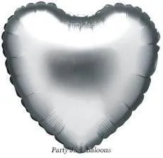 Балон сърце сребърно фолио с хелий - размер: 18′ (45 см.) 