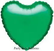 Балон сърце зелено фолио с хелий - размер: 18′ (45 см.) 