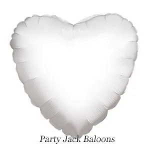 Балон сърце бяло фолио с хелий - размер: 18′ (45 см.) 