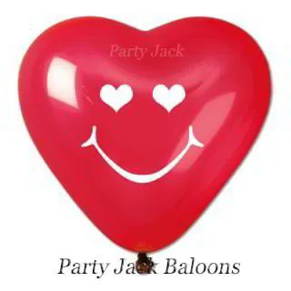 Балони сърце с щампа усмивка с хелий - диаметър 25см. 