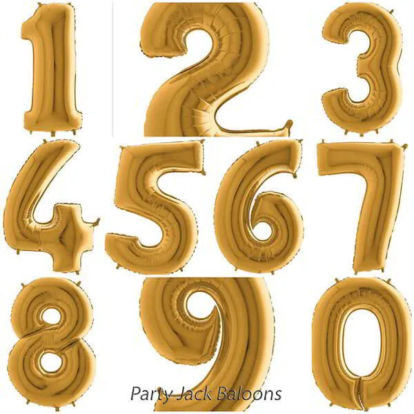 Цифри балони Златни надути с хелий - размер: 40' (101.6 см.)