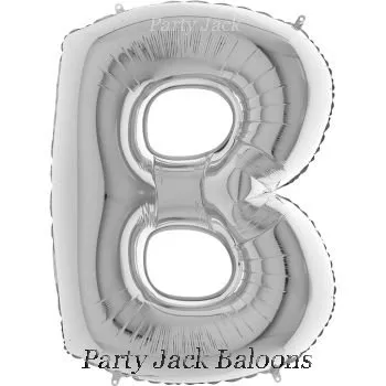 Буква "B" балон сребърна с хелий - размер 40' (101.6 см.)