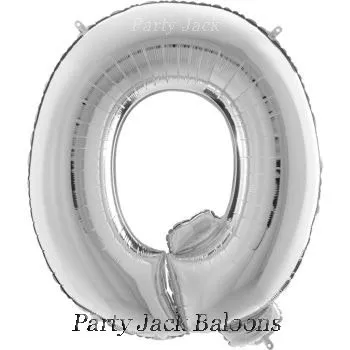 Буква "Q" балон сребърна с хелий - размер 40' (101.6 см.)