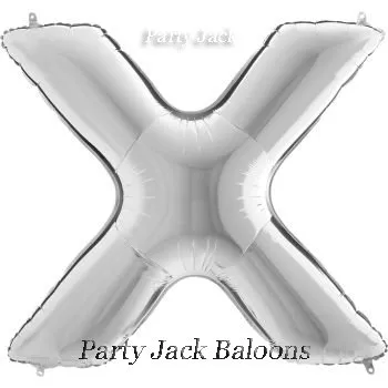 Буква "X" балон сребърна с хелий - размер 40' (101.6 см.)