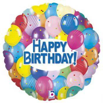 Кръгъл балон ” Happy Birthday “ с балони с хелий размер: 18′ (45 см.) №36561